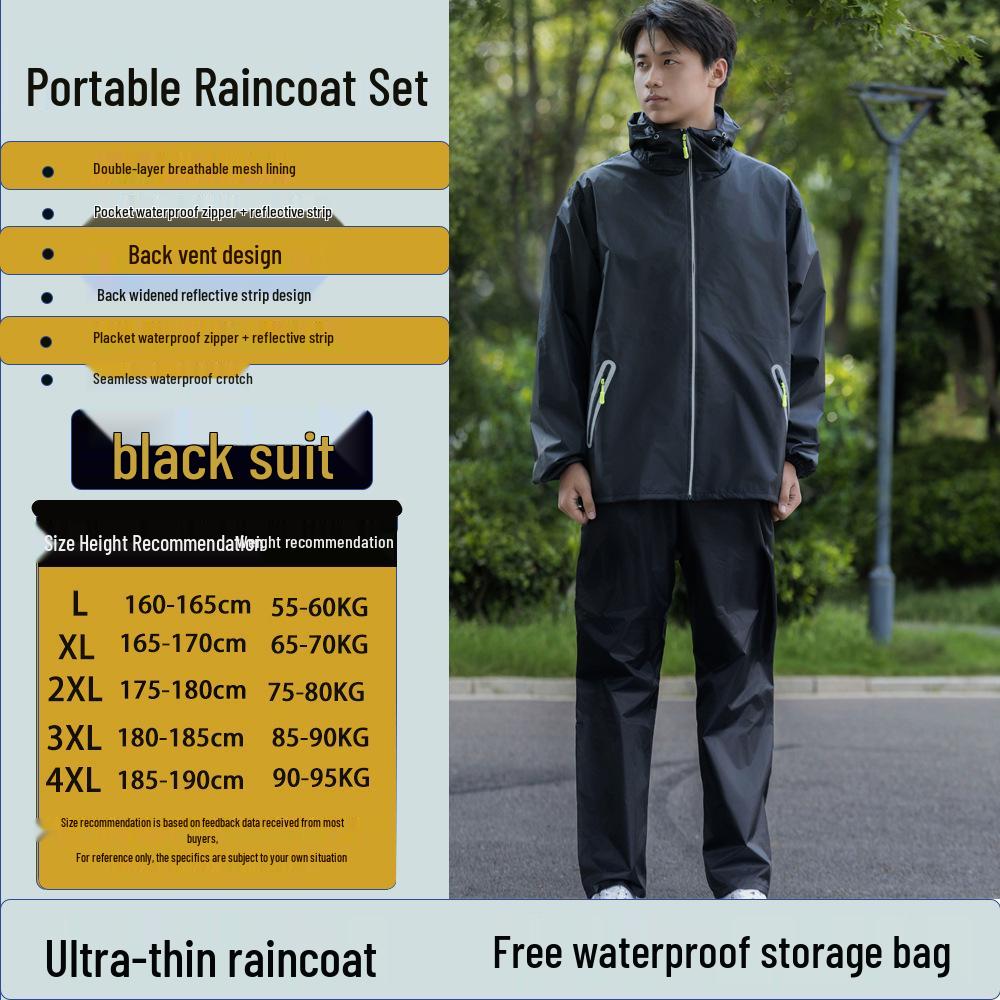 Unisex Full-Body Rainproof Raincoat and Pants Set for Outdoor Activities