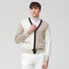 HENRY STUART Men'S Diagonal Logo High-Neck Fleece-Lined T-Shirt Ivory