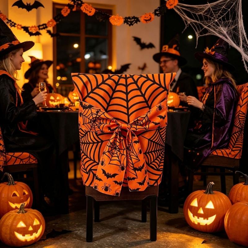 Front Tie Chair Back Slipcover Washable Polyester Chair Cover with Decorative Detail, Pull-Over Placement and Folding for Storage