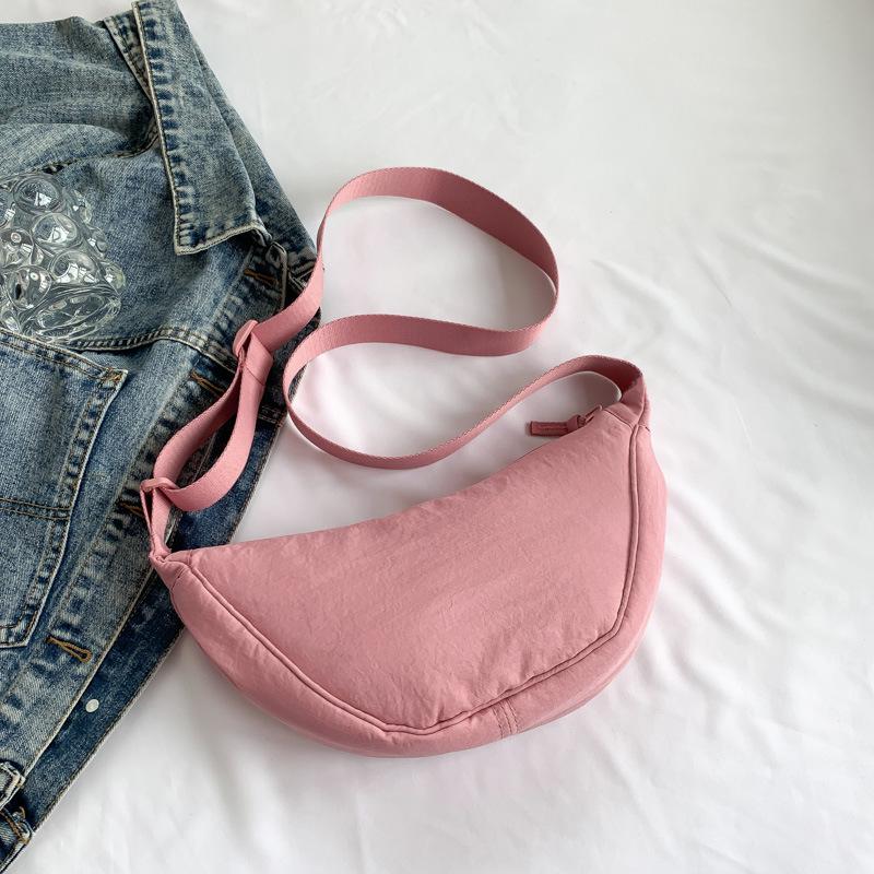Korean Style Pleated Dumpling Bag: Lightweight Solid Color Shoulder & Crossbody Bag
