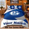 Schalke 04 FC Pattern Bedding 3Pcs Set Custom Name, Bed Sheet And Pillowcases For Home Bedroom