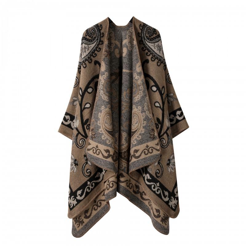 Womens Oversized Knit Shawl Wrap Scarf Ethnic Warm Fleece-Like Cape Travel Winter