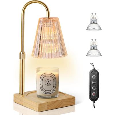 Kerzenlampenwärmer mit Dimmer, elektrischer Kerzenwärmer für Glaskerzen, Lampenwärmer, Schlafzimmer, Heimdekoration, 2-Stunden-/4-Stunden-/8-Stunden-Timer, höhenverstellbar, mit 2 Glühbirnen