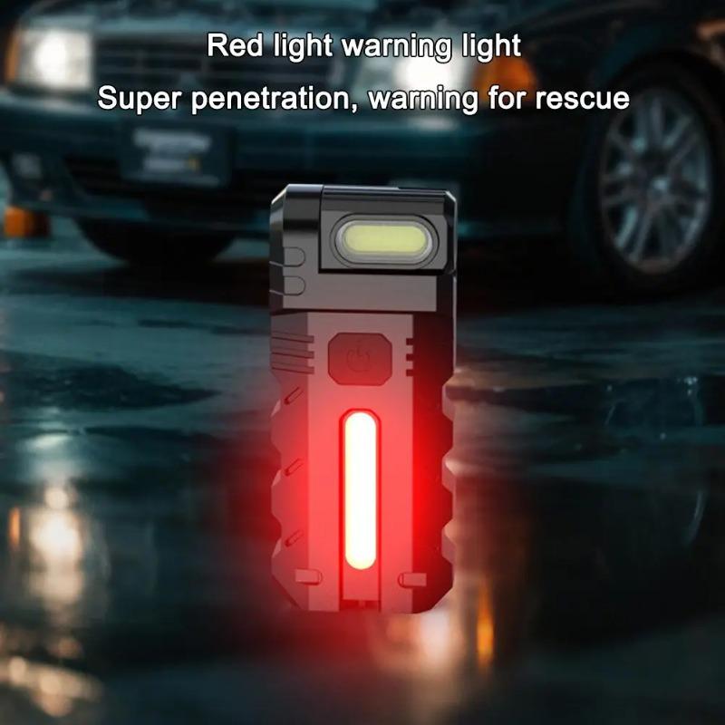 Ultra Bright LED Flashlight USB Rechargeable EDC Pocket Torch with 180°  Rotating Head Mini Magnetic Outdoor Emergency Work Lamp