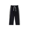 Unisex Winter Warm Fleece-Lined Straight Leg Stripe Pants Streetwear Casual Trousers Teens