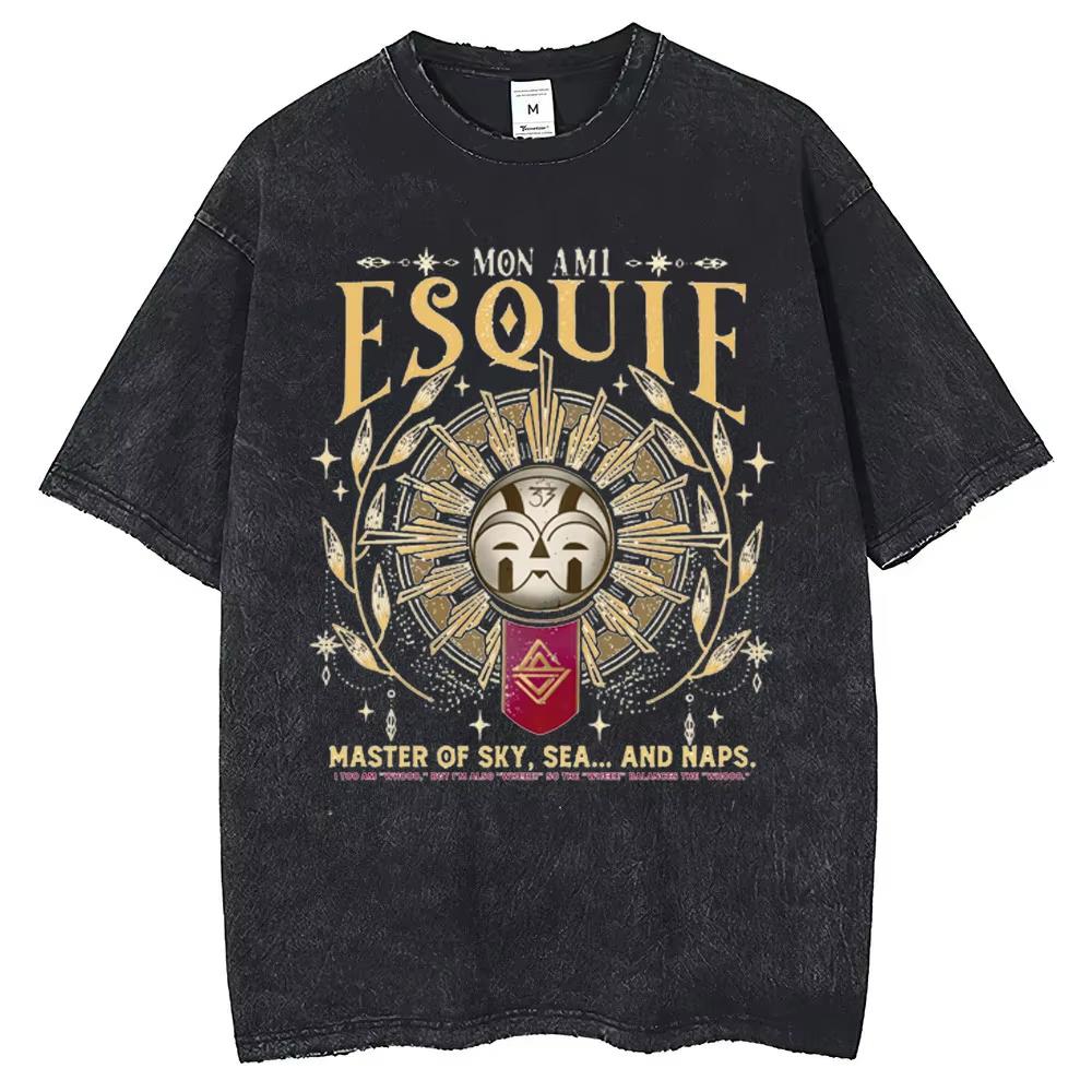 Clair Obscur Expedition 33 Cotton T-shirt, New Game Design Merch for Fans, Vintage Graphic Unisex Oversized Short Sleeve Streetwear Tee for Men Women