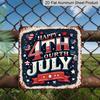 2D Flat, 1pc Vintage 4th of July Metal Wall Sign -Aluminum Patriotic Stars & Stripes Decoration with Happy 4th of July Lettering, Red White Blue