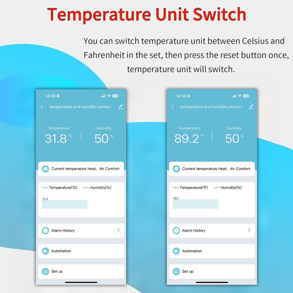 WiFi Temperature Humidity Sensor Smart Hygrometer Thermometer Sensor with APP Remote Monitor and Alert High Precision Indoor Thermometer No Hub Requir