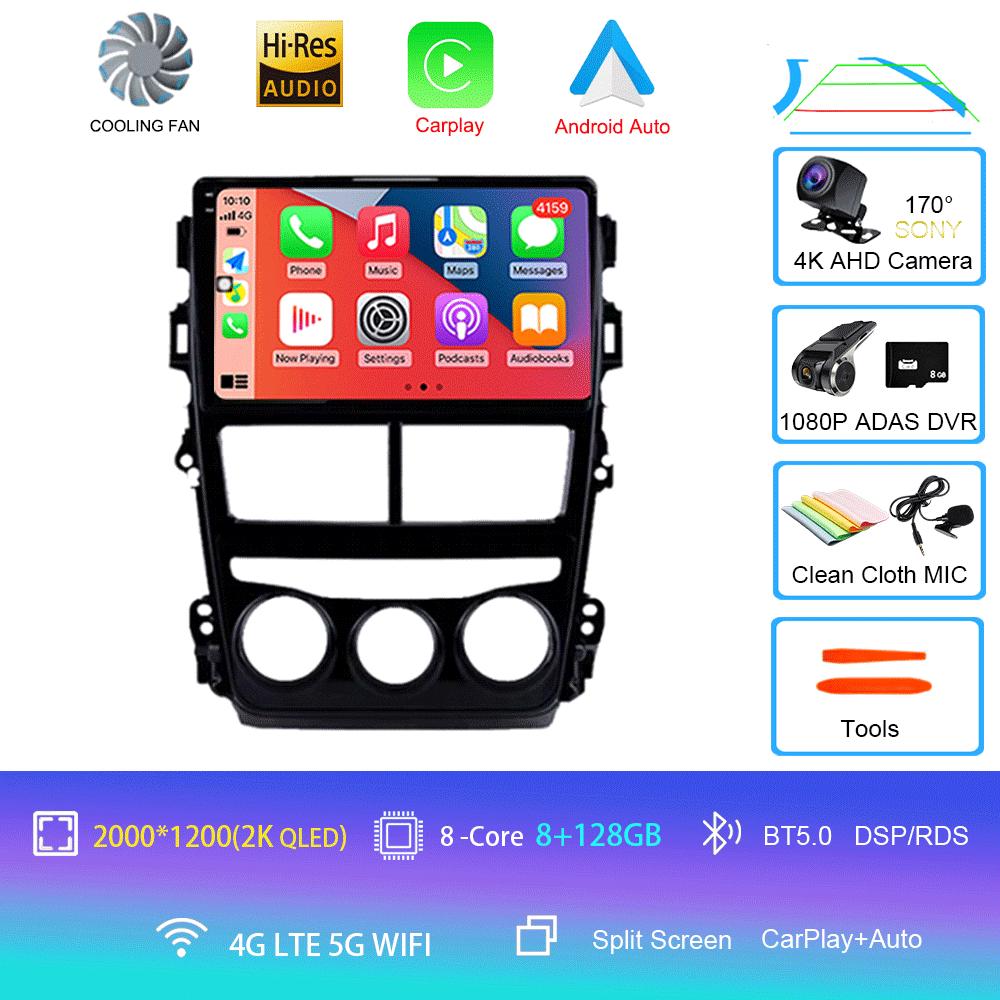 For Toyota Vios Yaris 2018 2019 2020 Car Radio Multimedia Player GPS Navigation Multimidia 2 Din Android 14 DSP No DVD