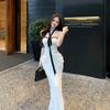 Pure Desire Royal Sister Wind Open Back Hanging Neck Tube Top Dress Women's Summer Fishtail Skirt Design Sense Slim Hip Wrap Dress