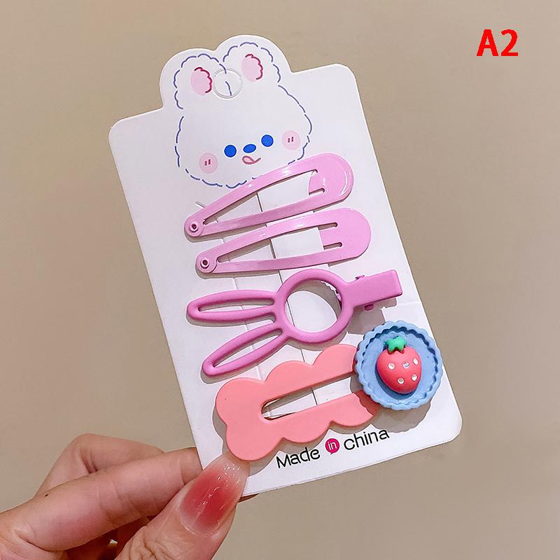 

4 шт./набор Милые заколки для волос для девочки Корейская версия Заколки для волос Конфетный цвет Матовый Темперамент Зажим для челки Головной убор розовый