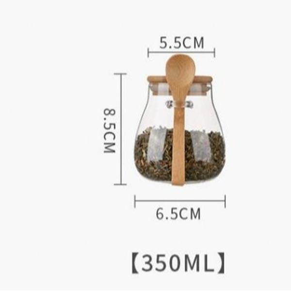 Glass Storage Jar with Bamboo Lid Spoon Airtight Food Container for Kitchen Tea and Grain 990₽