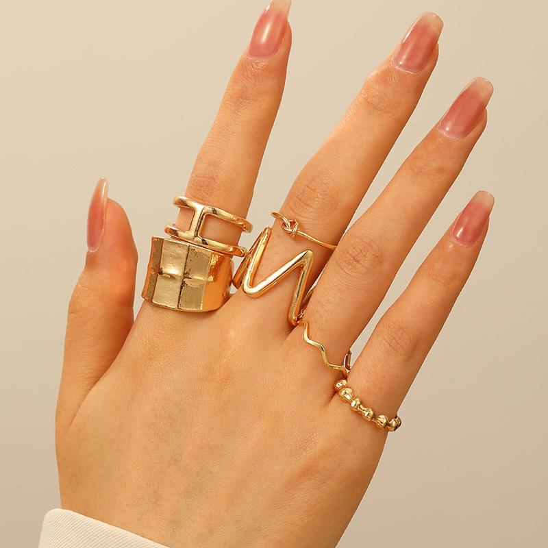 High-quality new ins style set ring, fashionable and creative, simple and good-looking electroplated joint ring 2026 wholesale