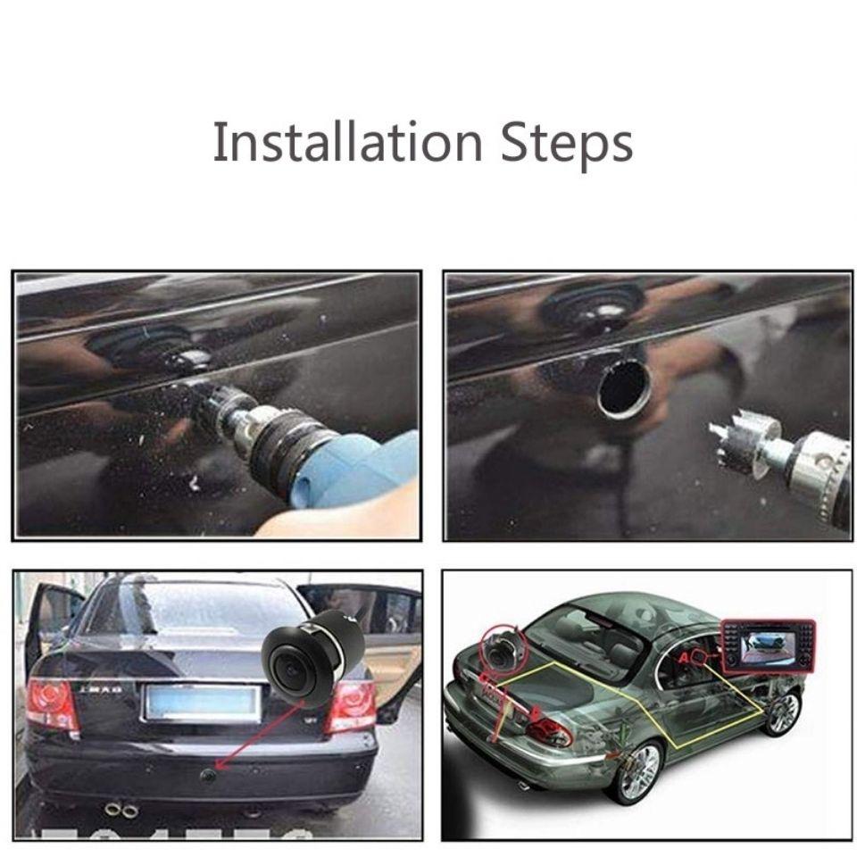 Mini CCD 18.5mm Car Wide Angle Security Reversing Parking Rear View Camera Cam with Drill , Free Shipping