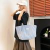 New Double-sided Shoulder Bag Large-capacity Tote Bag Literary Texture Embroidery Student Canvas Striped Commuter Bag