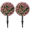 Artificial Rose Topiary UV Resistant, 2-Pack Fake Plants, 55 cm, Pink