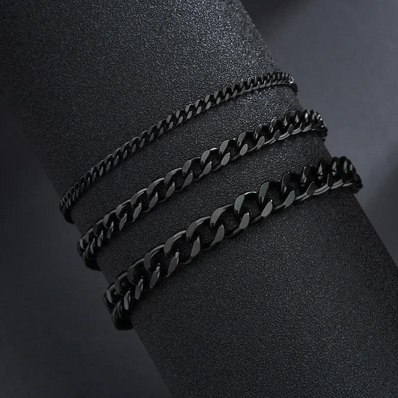 3.5-7MM Braccialetti a Catena in Acciaio Inossidabile per Uomo Donna Punk Maglia Cubana Maglia a Maglia Grossa Bangle Moda Festa Gioielli Che Non Sbiadiscono Mai