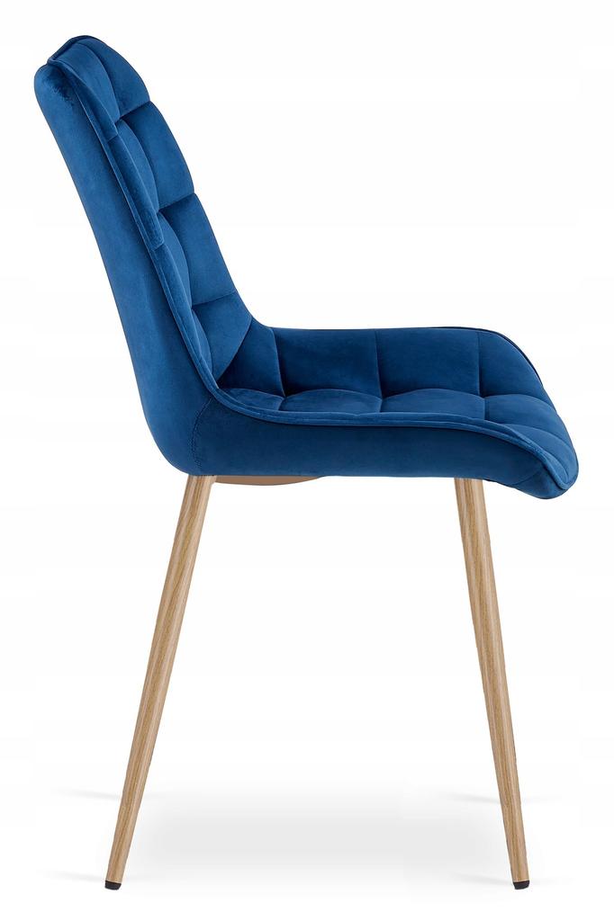 BERA Chair - Navy Blue Velvet / Oak Legs X 1
