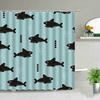 Cortinas de Chuveiro Peixe Tubarão Desenhos Coloridos Vida Marinha Banheiro Infantil Decoração de Casa Conjunto de Cortinas de Tecido Telas de Banho Impermeáveis