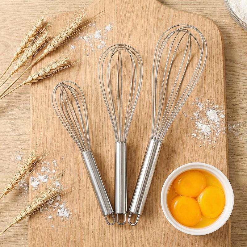 Egg Beater Stainless Steel Easy Grip Handle Whisk for Baking Egg Stirring Milk Mixing Home Kitchen Essential Mixer Tool