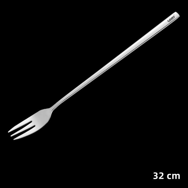 304 Stainless Steel Tea Spoon Long Handle Cocktail Coffee Ice Cream Stirring Scoop Dessert Fork Kitchen Tableware Bar Tools