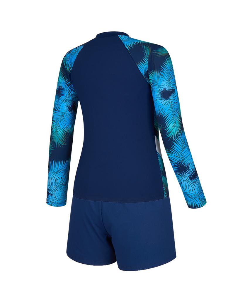Lenomasuyeongbog Women'S Crop Zip-Up Rash Guard Set Black Rn-Ls2G932-Nv