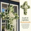Easter Cross Wreaths for Front Door Faith-Based Artificial Spring Decoration Cross Front Door Wreath for Spring Outdoor Porch