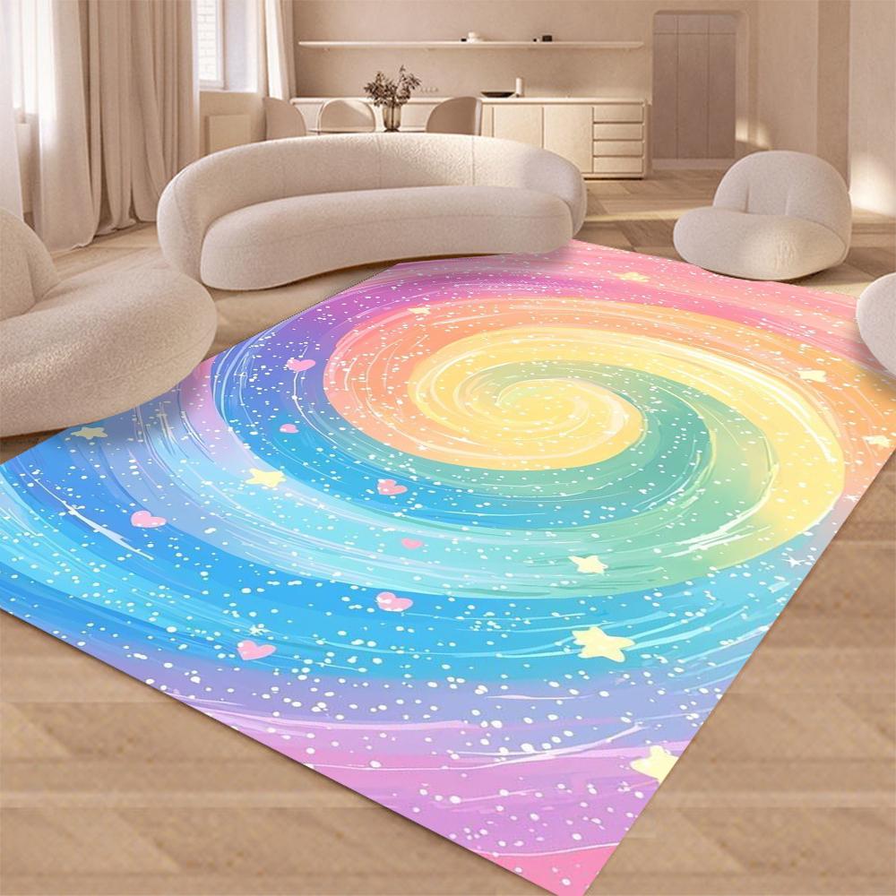 Cartoon Rainbow Cloud Kids Carpet Colorful Star Pattern Floor Mat Rug for Children's Bedroom Living Room Home Decoration