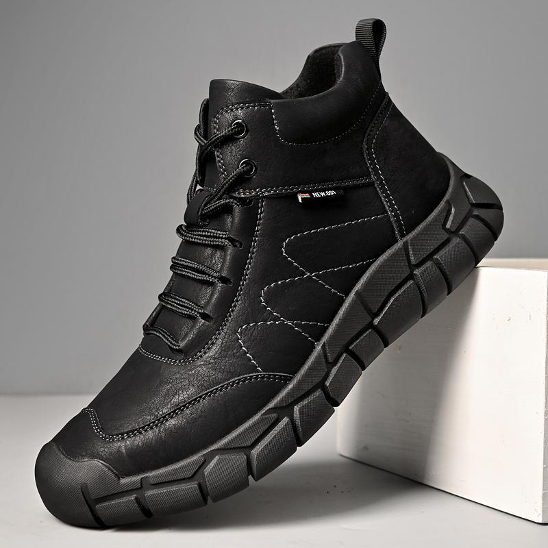 Men's Leather Boots Handmade Outdoor Plush Ankle Boots for Men Casual Shoes Large Size Tooling Shoes