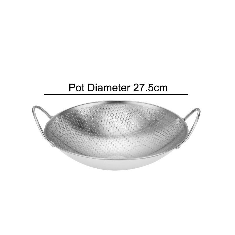 1Pc Stainless Steel Honeycomb Skillet Non-Stick With Handle Scratch-Resistant Cooking Pasta Steak Porridge Ramen