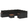 VidaXL Salon de Jardin avec Coussins 10 pcs, Canapés de Terrasse, Ensemble de Meubles de Patio, Mobilier d'Extérieur, Noir 3258709