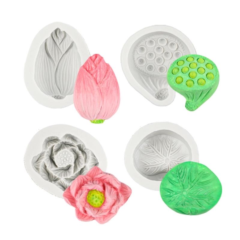 

Silicone Lotuses Flower Mold With Detailed Texture Ideal For Home Decoration Wedding Cake Soap Making Mould сірий