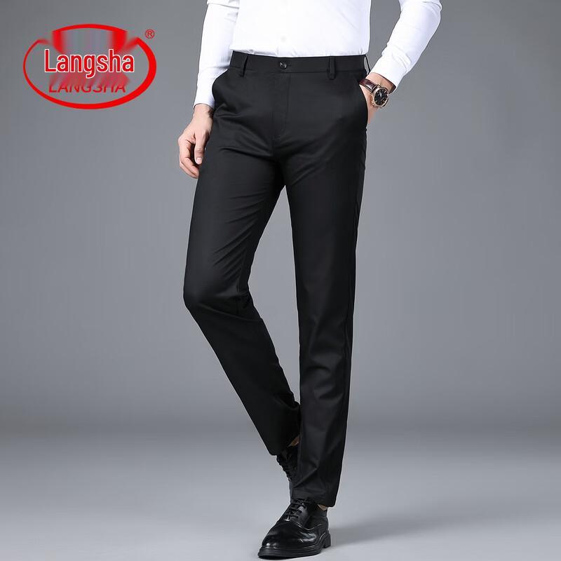 LangSha Men s Casual Loose Straight Business Trousers 34