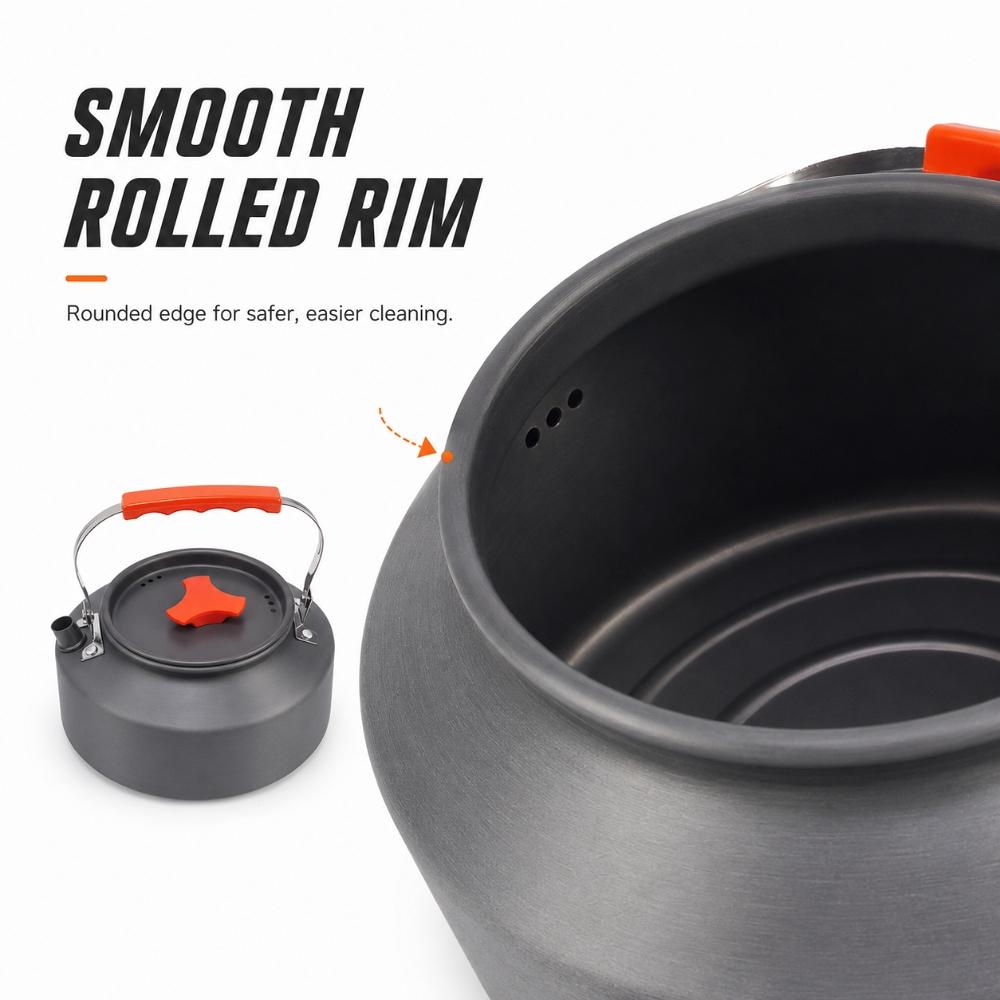 1.1l Camping Water Kettle Outdoor Coffee Pot Lightweight Aluminum Alloy Portable Hiking Picnic Travel Boiling Cookware Brew Gear