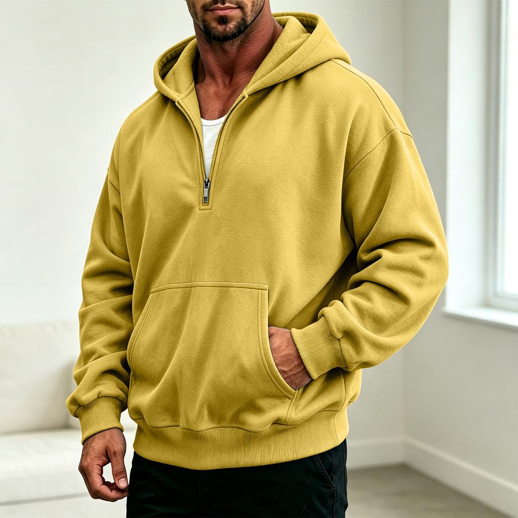 Herren Freizeit Kapuzenpullover mit Vierteltasche für den Alltag