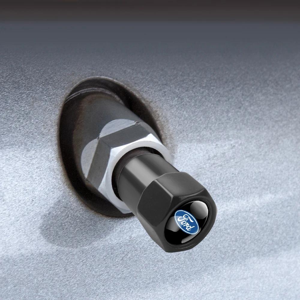 Car Accessories 4pcs Badge Wheel Tire Valve Stem Caps Auto Airtight Covers For Ford Ranger Focus Kuga Mustang Mondeo Fusion Esco CVY1