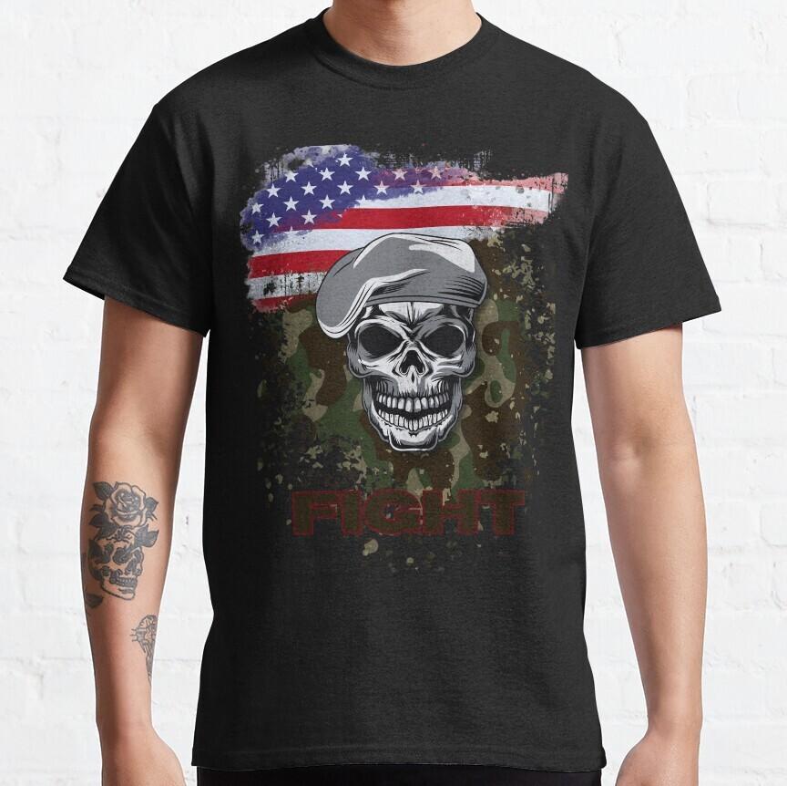 New Popular! military skull American Flag Merican USA Army Unisex T-shirt XXL