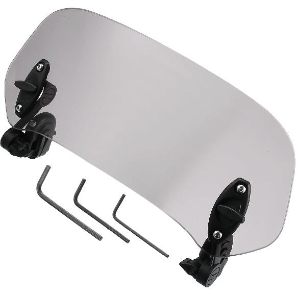 Motoforti Universal Motorcycle Windshield, Plastic, Rubber, Gray, 1 Pc