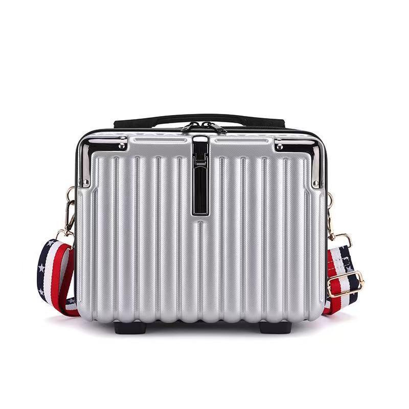 New Portable Hard Shell 3D Makeup Case with Shoulder Strap - Handheld Crossbody Travel Storage Bag, Student Small Suitcase