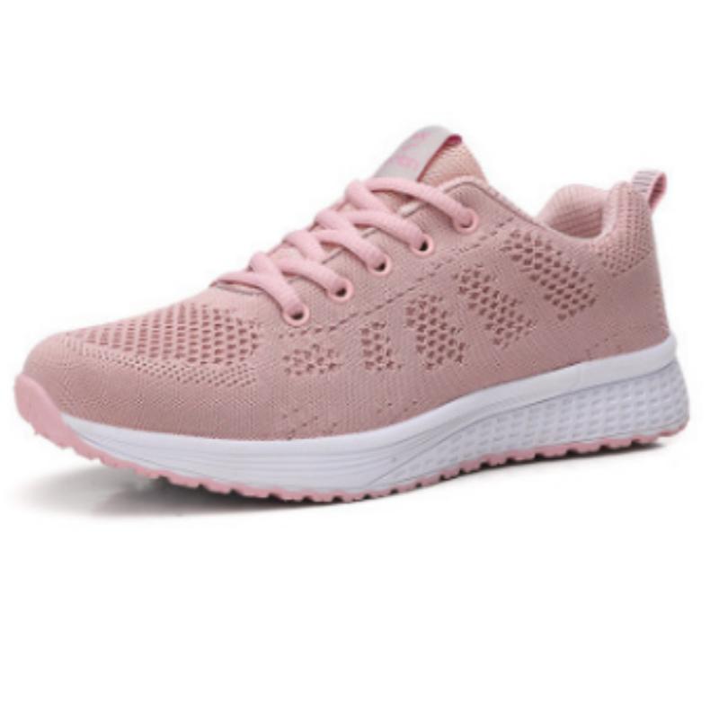 

Весенне-осенняя женская спортивная обувь, дышащая противоскользящая обувь с сеткой и защитой от запаха, женская обувь для бега 42 светло-розовый