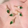Copper Tulip Flower Charms with Green & Clear Zirconia, Golden Plated, 2pcs for DIY Jewelry Making