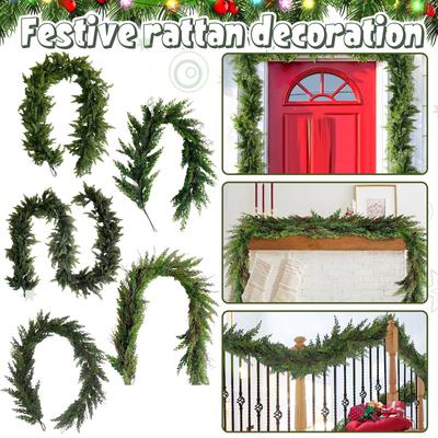 Christmas Cedar Garland Artificial Realistic Soft And Thickness Green Faux Cedar  Garland For Home Fireplace Indoor Outdoor Holiday Party Decoration