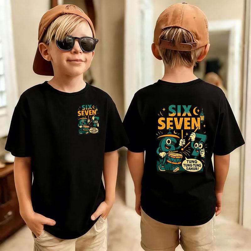 Cute Funny Six Seven Italian Brainrot 67 Number Graphic Print TShirt BoyGirl Summer Short Sleeved Kids Comfortable Tshirt Top