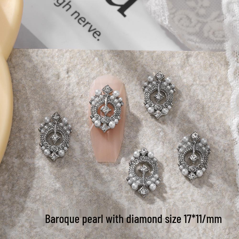 Retro Pearl Butterfly Nail Art: Baroque Rhinestone Jewelry