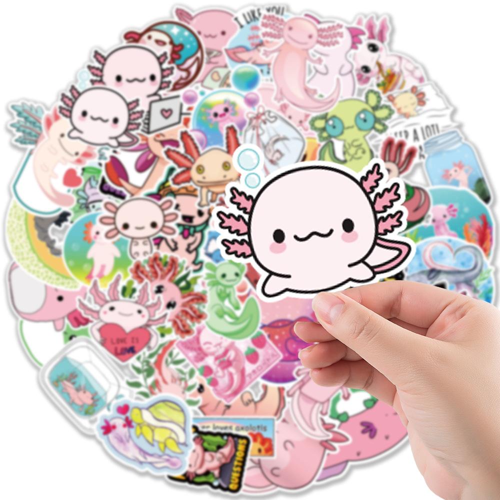 50 Cute Cartoon Cute Axolotl Notes Luggage Water Cup Skateboard Doodle Decorative Stickers