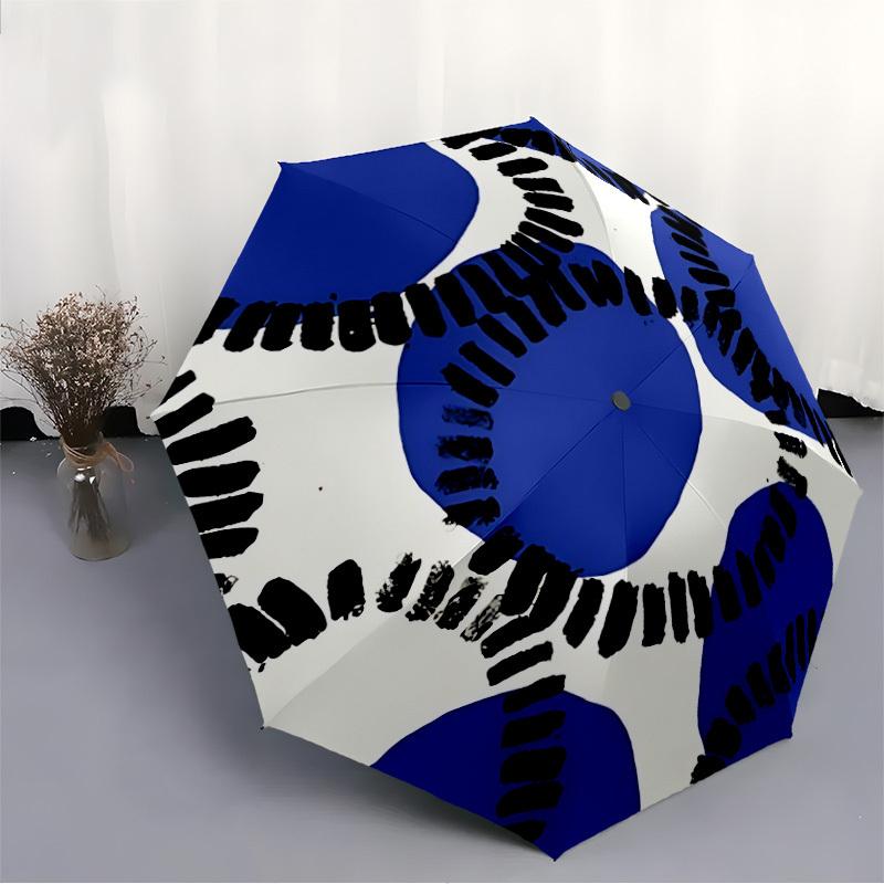 1pc Baseball pattern Folding Umbrella With Excellent UV Protection, 8 Ribs Casual Durable Lightweight Portable Travelling Umbrella For Men &