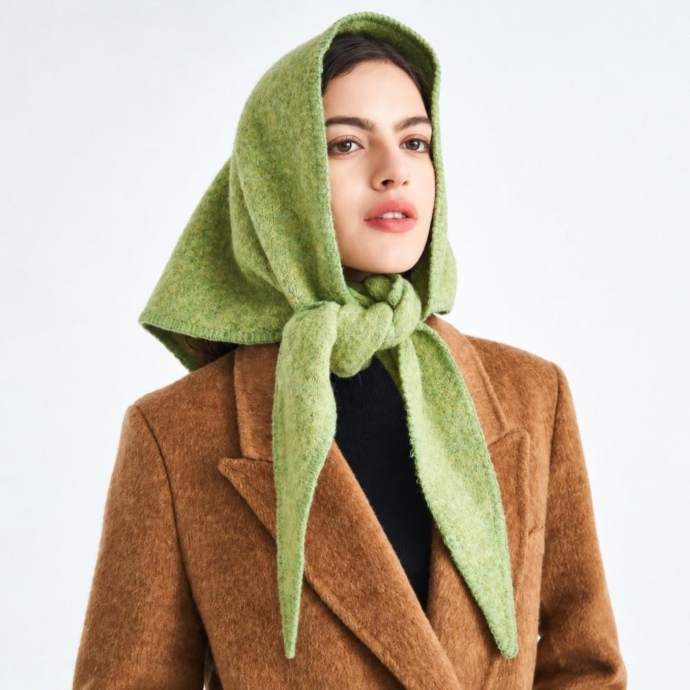 Wool Knitted Scarf Windproof Cross Scarves Simple Triangle Shawl  Outdoor