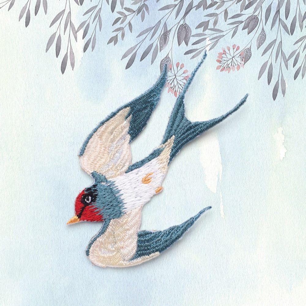 5PCS Embroideried Swallows Patches Adhesive Clothes Sticker Apparel Clothes Appliques  Phone Case