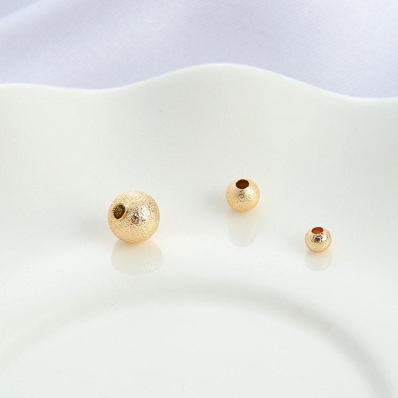 14K Gold-Plated Frosted Glitter Round Beads for DIY Jewelry Making