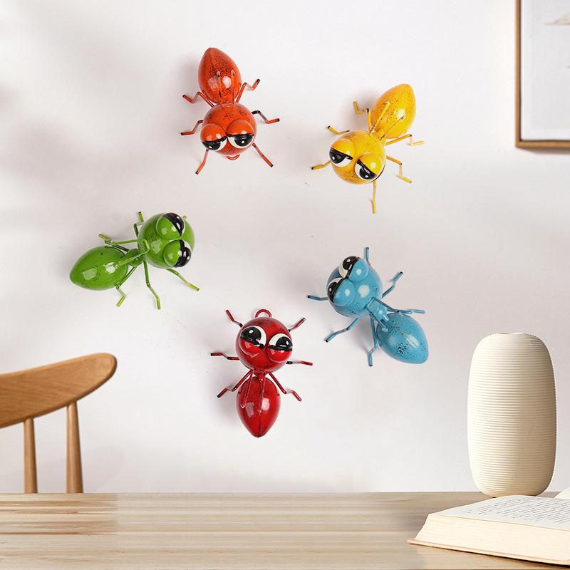 Metal Craft Ant Yard Decor Colorful Cute Insect Wall Sculptures Indoor And Outdoor Colorful Metal Art Decoration